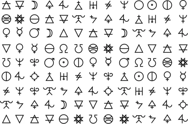 Illustration Line Alchemy Symbol Pattern Background — Stock Vector