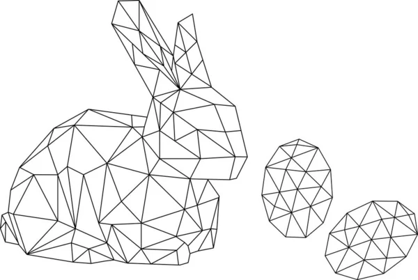 Illustration Triangle Ligne Lapin Oeufs Pâques — Image vectorielle