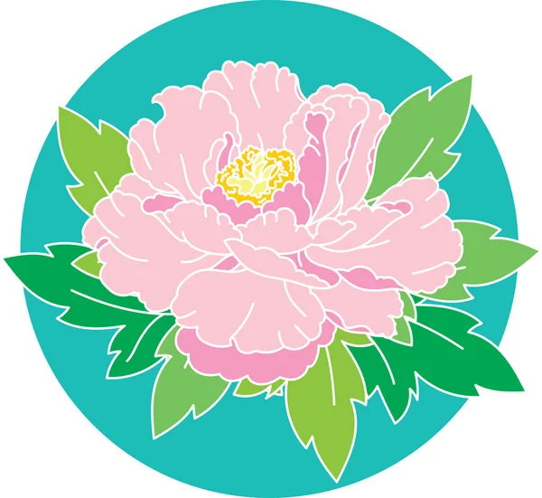 Illustration Abstrait Fleur Rose Avec Feuille Sur Fond Cercle — Image vectorielle