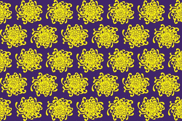 Illustration Gul Krysantemum Blomma Violett Bakgrund — Stock vektor