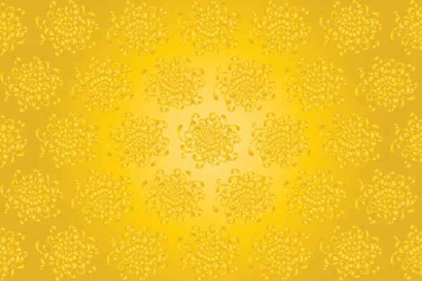 Illustration Gold Chrysanthemum Flower Golden Background — Stock Vector