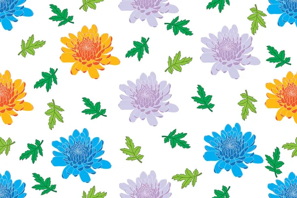 Illustration Der Chrysanthemenblume Mit Blatt Auf Leerem Hintergrund — Stockvektor