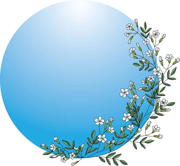 图片说明 石榴花 叶为淡蓝色圆形背景 — 图库矢量图片