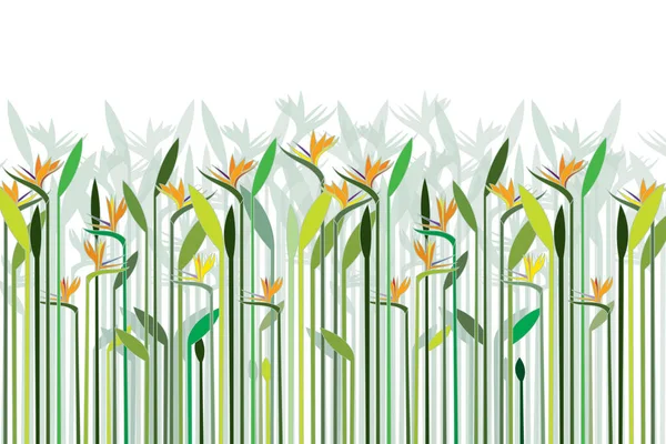 Illustration Fleur Heliconia Avec Fond Feuille — Image vectorielle