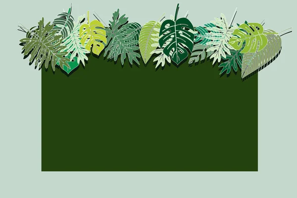 緑の背景に葉のイラスト — ストックベクタ