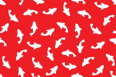 Kırmızı arkaplanda beyaz koi balığı deseni.