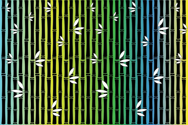 Illustration Silhouette Bambus Und Weiße Blätter Auf Farbigem Hintergrund — Stockvektor