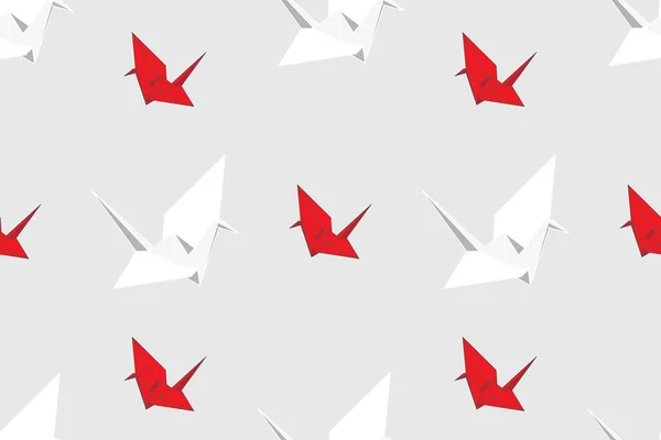 Ilustrace Abstraktní Vzor Bílého Červeného Origami Ptáka Světle Šedé Pozadí — Stockový vektor