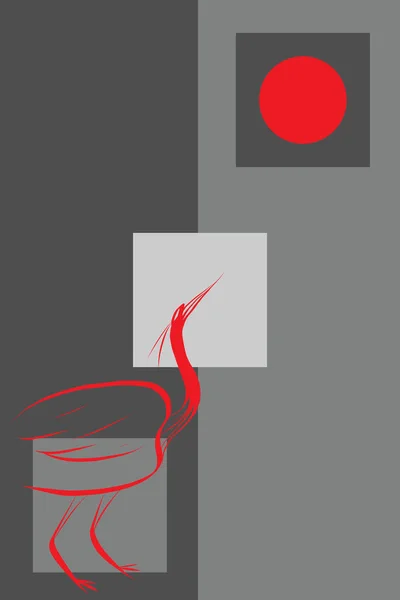 Ligne Rouge Abstraite Aigrette Cercle Rouge Sur Fond Gris — Image vectorielle