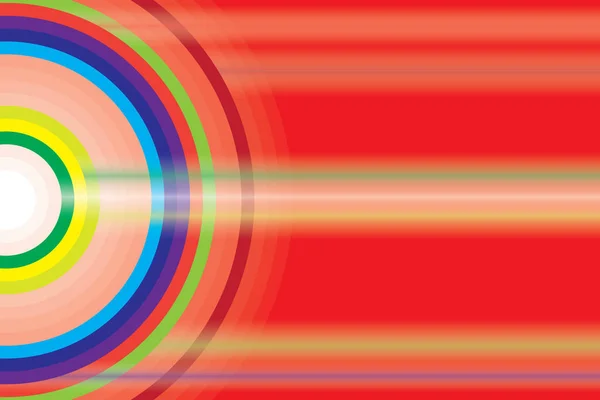 Semicírculo Multicolor Abstracto Sobre Fondo Rojo Con Línea Gradiente — Archivo Imágenes Vectoriales