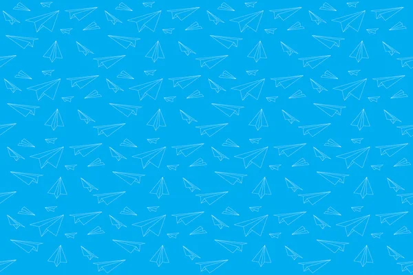 Ilustracja Abstrakcyjna Poza Linią Papierowego Samolotu Niebieskim Tle — Wektor stockowy