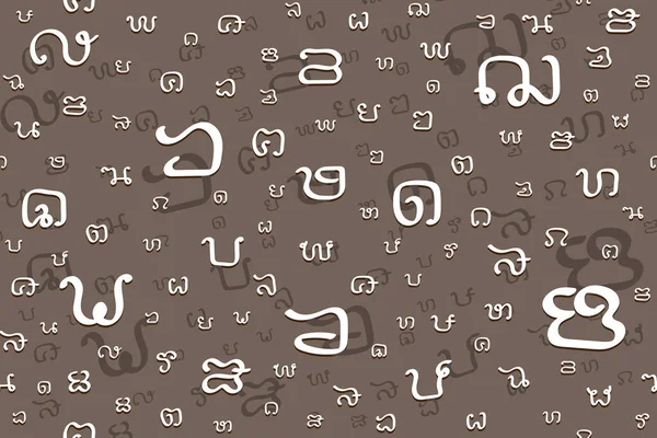 Ilustrace Abstraktní Vzor Thajských Starodávných Znaků Hnědém Pozadí — Stockový vektor
