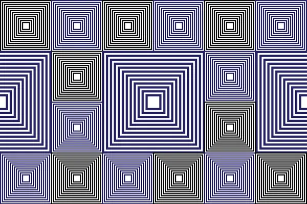 Illustratielijn Van Blauw Zwart Vierkant Patroon Witte Achtergrond — Stockvector