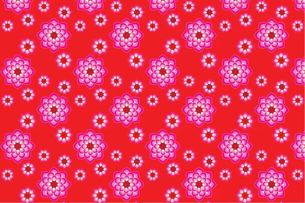 Illustration Abstrakt Rosa Blomma Mönster Röd Bakgrund — Stock vektor