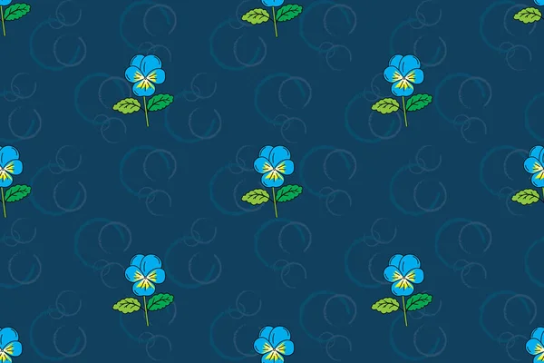 Illusztráció Pancy Virág Kör Kék Háttér — Stock Vector