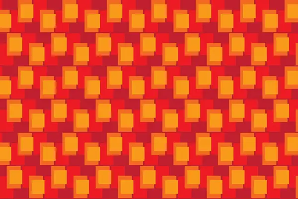 Illustrazione Astrazione Giallo Arancione Forme Quadrate Sfondo Rosso — Vettoriale Stock