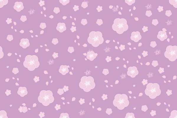 Illustration Abstrakt Sakura Blomma Och Kronblad Falla Med Mjuk Violett — Stock vektor