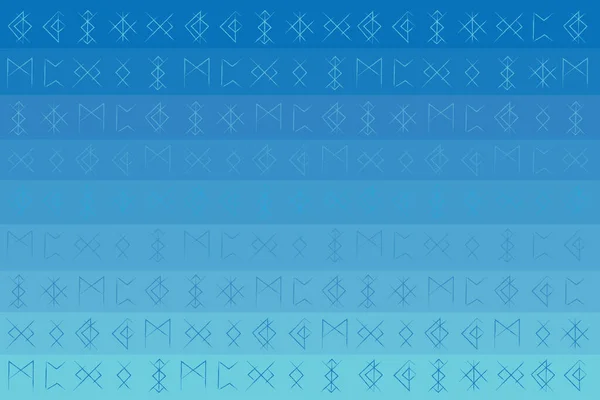 Illusztráció Kék Vonal Rúna Karakter Kék Gradiens Háttér — Stock Vector