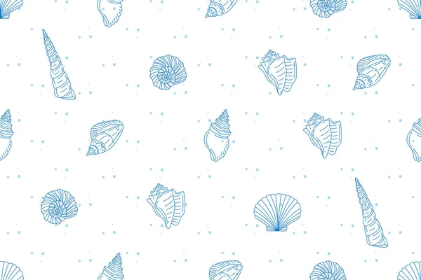 Modèle Illustration Ligne Shell Avec Couleur Bleu Point Sur Fond — Image vectorielle