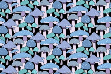 Siyah arkaplanda mavi mantar tasviri.