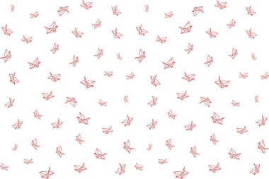 Beyaz arkaplandaki origami kuşunun soyut kırmızı çizgisi.