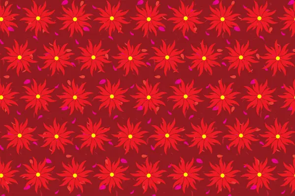 Illustration Pattern Red Flower Red Background — Stock Vector
