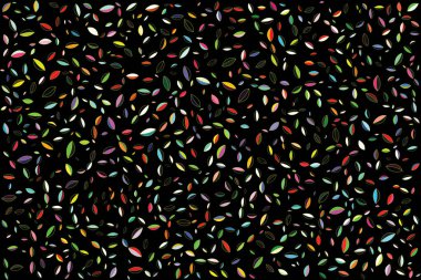 Çizim, siyah arkaplanda yaprağın çok renkli deseni.