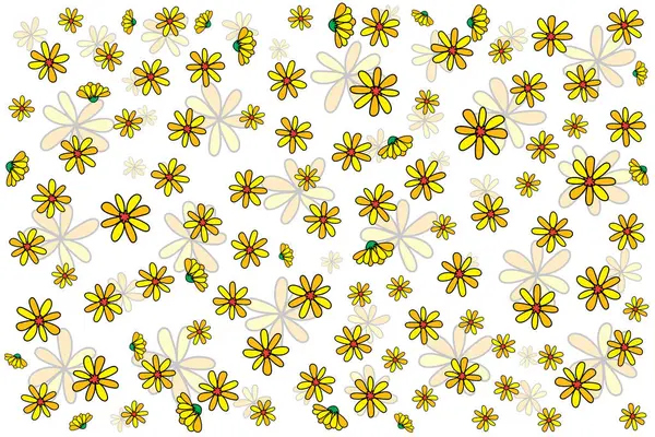 白い背景に抽象的な黄色の花のイラスト壁紙 — ストックベクタ