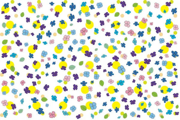 Illustration Wallpaper Hydrangea Flower Leaves Yellow Circle White Background — Image vectorielle