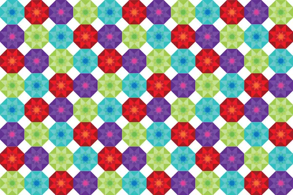 Illustration Pattern Abstract Geometric Style Repeating Abstract Multicolor Flower Octagon — Stockvector