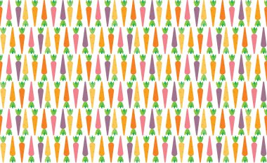 Beyaz arkaplanda çok renkli havucun çizim deseni.