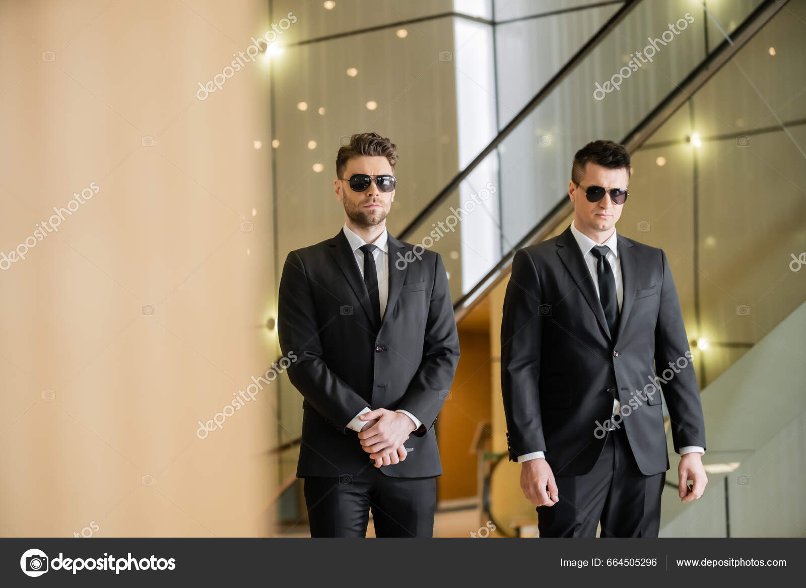 Security Measures Luxury Hotel Two Handsome Guards Formal Wear