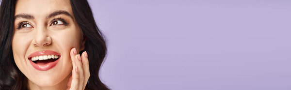 Close-up of a surprised woman with makeup.