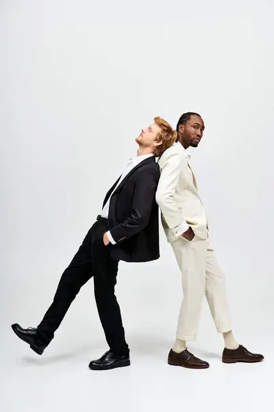 Multicultural Men Strolling Elegantly Together — Stock Photo, Image