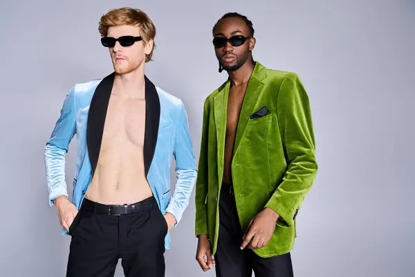 Två Stiliga Män Med Elegant Stil Poserar Tillsammans — Stockfoto