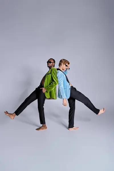 Two Multicultural Men Elegant Attire Standing Together Center — Stock Photo, Image