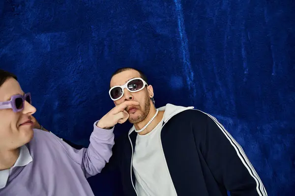 stock image two men standing together.