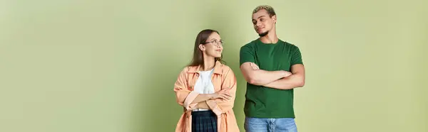 Stock image Friends share a lighthearted moment, embracing their unique identities together.