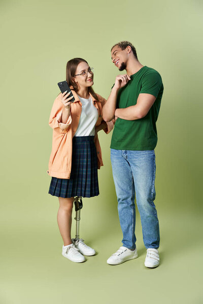 Two friends engage in cheerful conversation, appreciating each other.