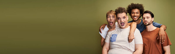 Friends celebrate their diverse identities together in a joyful, vibrant setting.