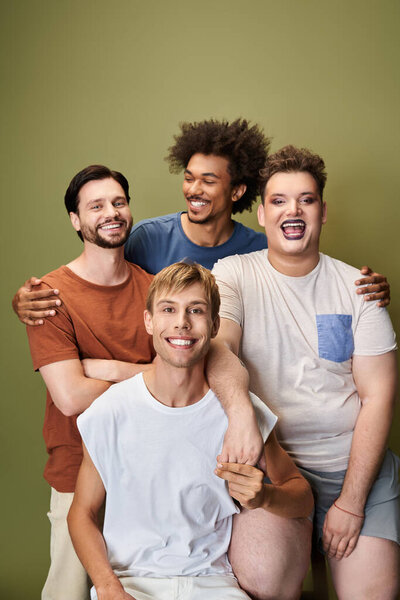 Four friends celebrate their unique identities with vibrant smiles and unity.