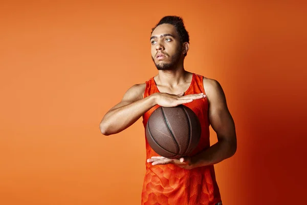 Jolly athletic african american man in sportwear with arms akimbo smiling joyfully at camera, banner — Stock Photo