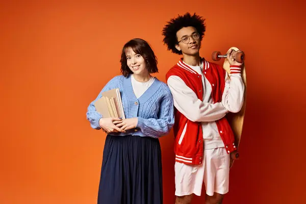 Young, stylish multicultural friends, stand together in unity in a studio setting. — Stock Photo