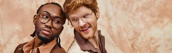 Two multicultural men with elegantly dapper style standing together. — Stock Photo