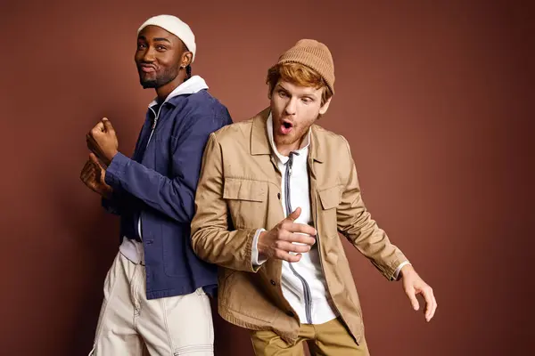 Multicultural men with stylish fashion standing side by side. — Stock Photo