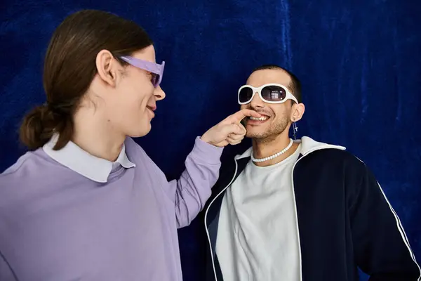 A man gently posing wit his partner. — Stock Photo