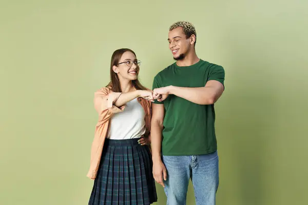 Two friends celebrate their bond with smiles and playful gestures. — Stock Photo