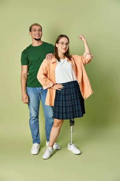 Two friends share a cheerful moment, celebrating connection and strength. — Stock Photo