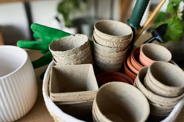 Various pots on table in studio. — Stock Photo