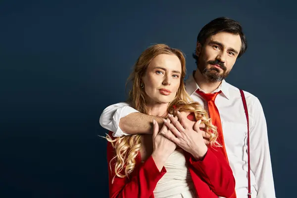 A middle aged couple stands closely, exhibiting trust and connection in a modern setting. — Stock Photo